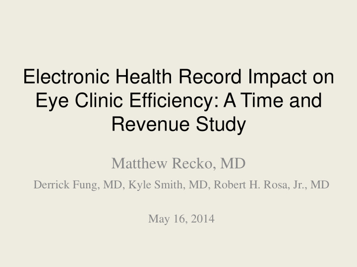 electronic health record impact on eye clinic efficiency
