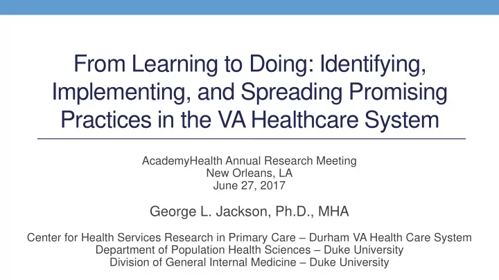 from learning to doing identifying