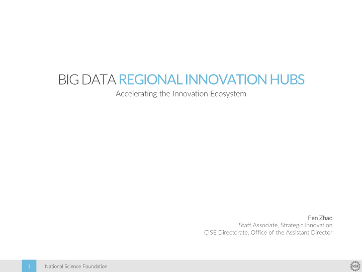big data regional innovation hubs