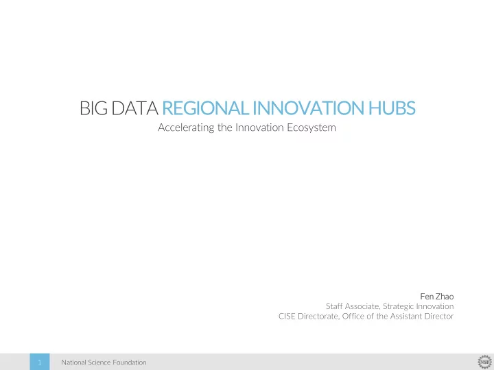 big data regional innovation hubs