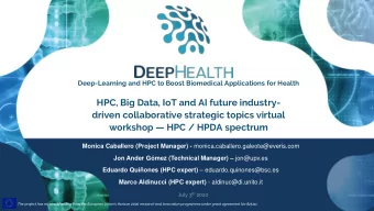workshop  HPC / HPDA spectrum Monica Caballero (Project Manager) -