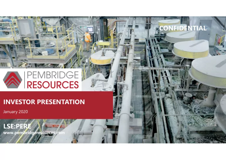 confidential investor presentation