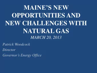 OPPORTUNITIES AND  NEW CHALLENGES WITH  NATURAL GAS MARCH 20, 2013  Patrick Woodcock  Director