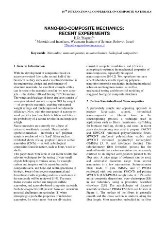 NANO-BIO-COMPOSITE MECHANICS: RECENT EXPERIMENTS H.D. Wagner 1 * 1 Materials and Interfaces,