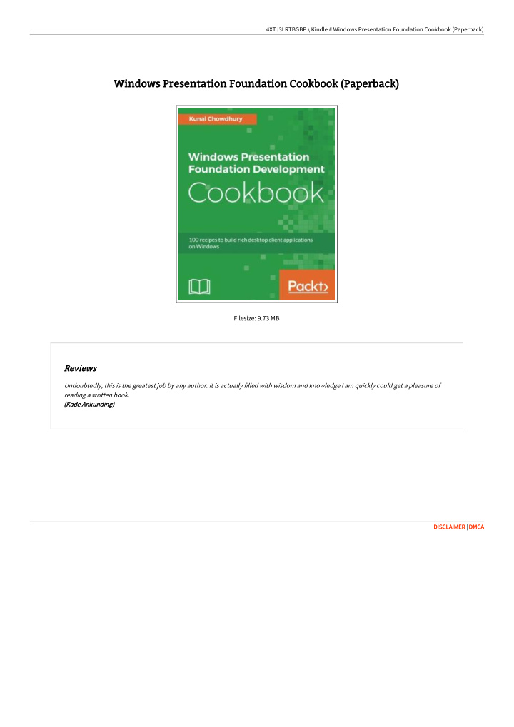 windows presentation foundation cookbook paperback