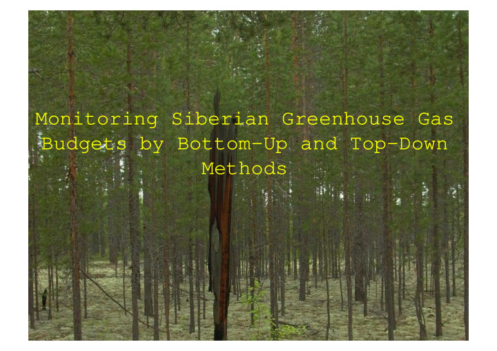 monitoring siberian greenhouse gas budgets by bottom up
