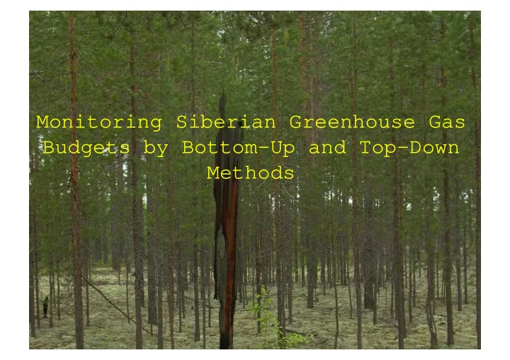monitoring siberian greenhouse gas budgets by bottom up