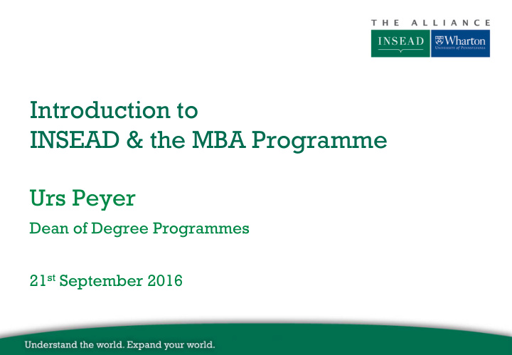 introduction to insead the mba programme
