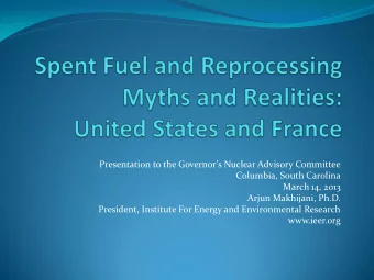 Columbia, South Carolina  March 14, 2013  Arjun Makhijani, Ph.D.  President, Institute For Energy