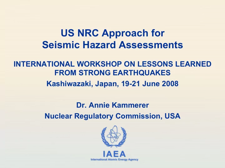 us nrc approach for seismic hazard assessments
