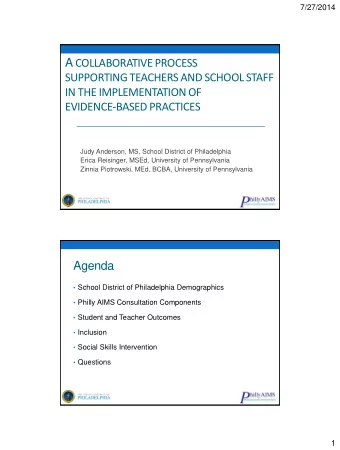 A COLLABORATIVE PROCESS  SUPPORTING TEACHERS AND SCHOOL STAFF  IN THE IMPLEMENTATION OF