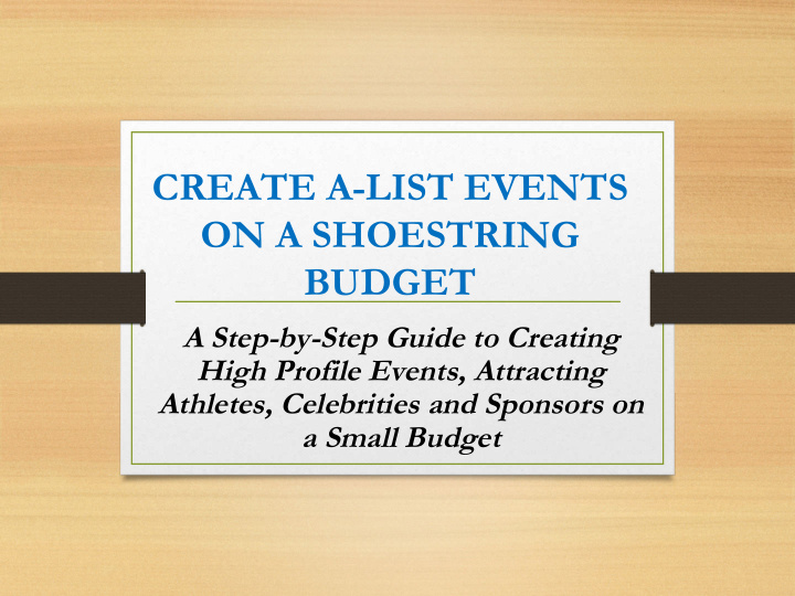 create a list events on a shoestring budget