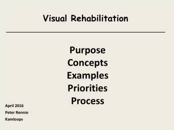 Purpose  Concepts  Examples  Priorities  Process  April 2016  Peter Rennie  Kamloops  Visual