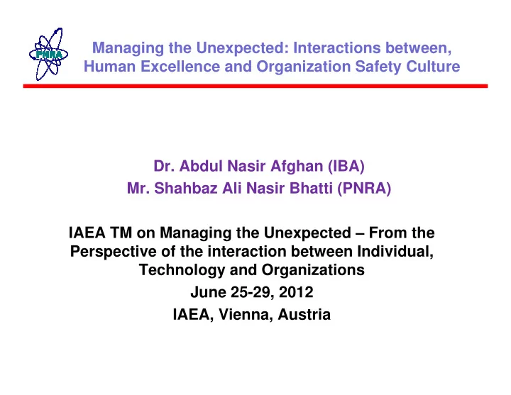managing the unexpected interactions between human