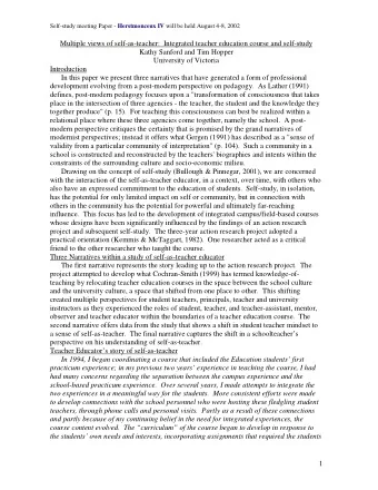 Multiple views of self-as-teacher:  Integrated teacher education course and self-study  Kathy