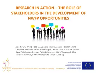 NWFP OPPORTUNITIES  Jennifer L.G. Wong, Rosa M. Argerich, Marelli Asamer-Handler, Emma  Chapman,