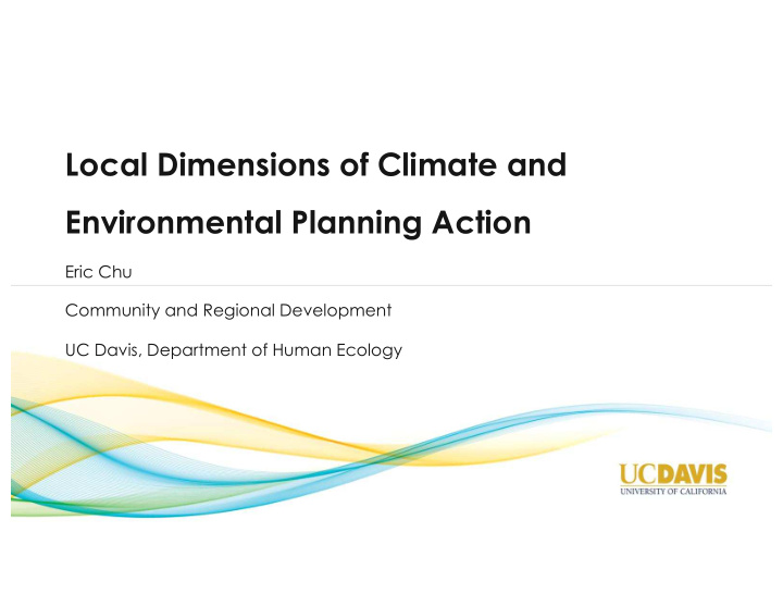 local dimensions of climate and environmental planning