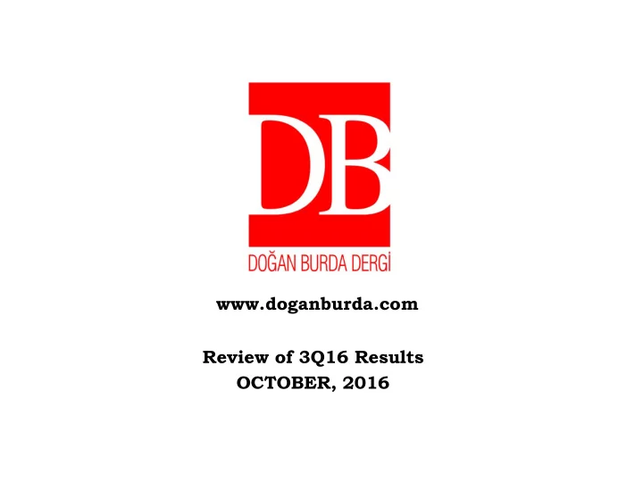 review of 3q16 results