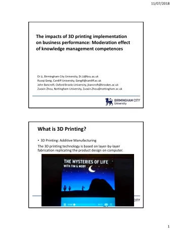 What is 3D Printing?  3D Printing: Additive Manufacturing  The 3D printing technology is based