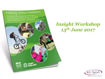 Introductions  Kelly Gordon  Director, KG Sport Ltd  Getting Active Outdoors Report:  Understanding