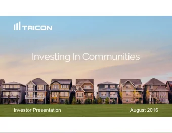 Investor Presentation                                                  August 2016  Investor