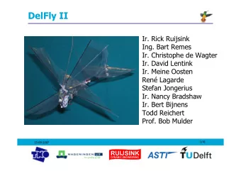 DelFly II  Ir. Rick Ruijsink  Ing. Bart Remes  Ir. Christophe de Wagter  Ir. David Lentink  Ir.
