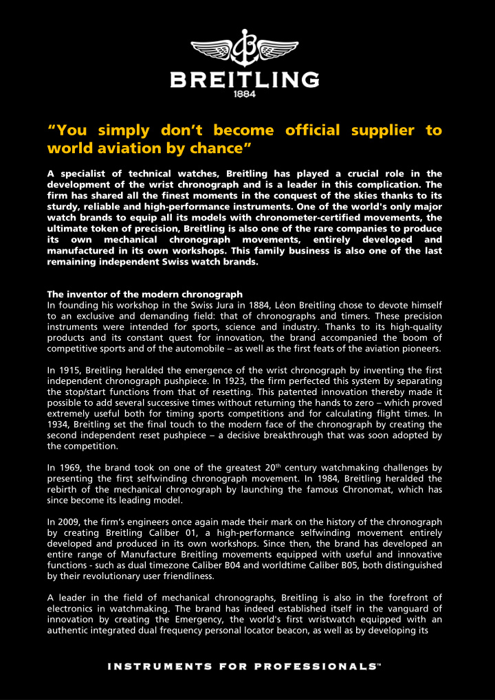 you simply don t become official supplier to world