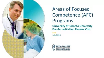 Areas of Focused  Competence (AFC)  Programs  University of Toronto University  Pre-Accreditation