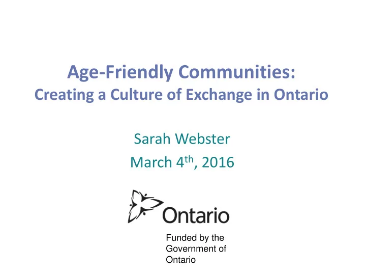 age friendly communities