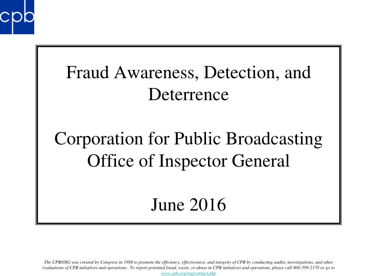 fraud awareness detection and deterrence corporation for