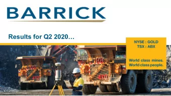 Results for Q2 2020  Cautionary Statement on Forward  Looking Information  Certain information