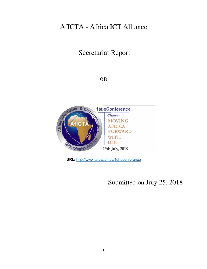 aficta africa ict alliance secretariat report on