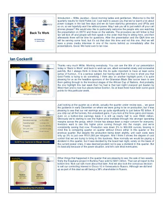 Ian Cockerill  Thanks very much Willie. Morning everybody. You can see the title of our