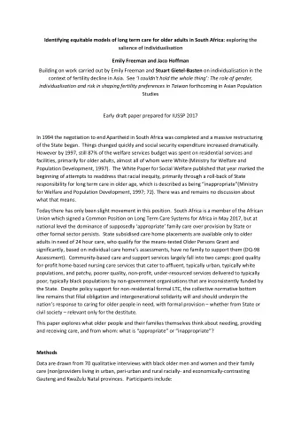 Identifying equitable models of long term care for older adults in South Africa: exploring the