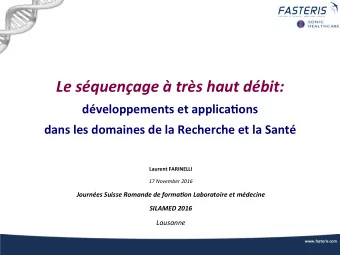 Le squenage  trs haut dbit:  dveloppements et applica4ons dans les domaines de la