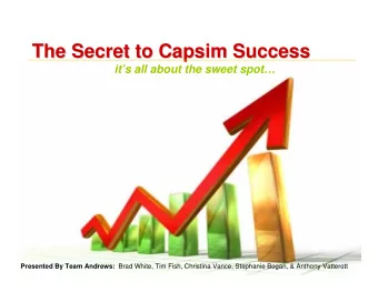 The Secret to Capsim  Capsim Success  Success  The Secret to  its all about the sweet spot