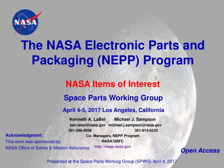 the nasa electronic parts and packaging nepp program