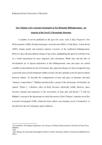 Katharina Forster (University of Warwick) Alev Tekinays Der weinende Granatapfel as Neo-Romantic