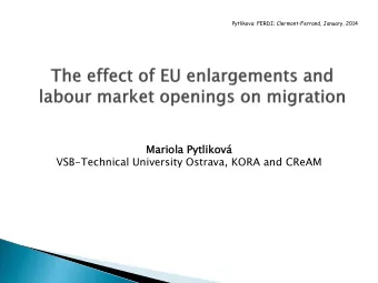 Mario  iola  la Pytlikov  ikov  VSB-Technical University Ostrava, KORA and CReAM  After the