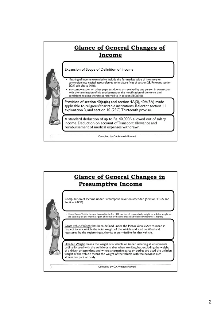 glance of general changes of income