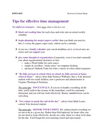 Tips for effective time management Try different strategies  then trust what works for you.