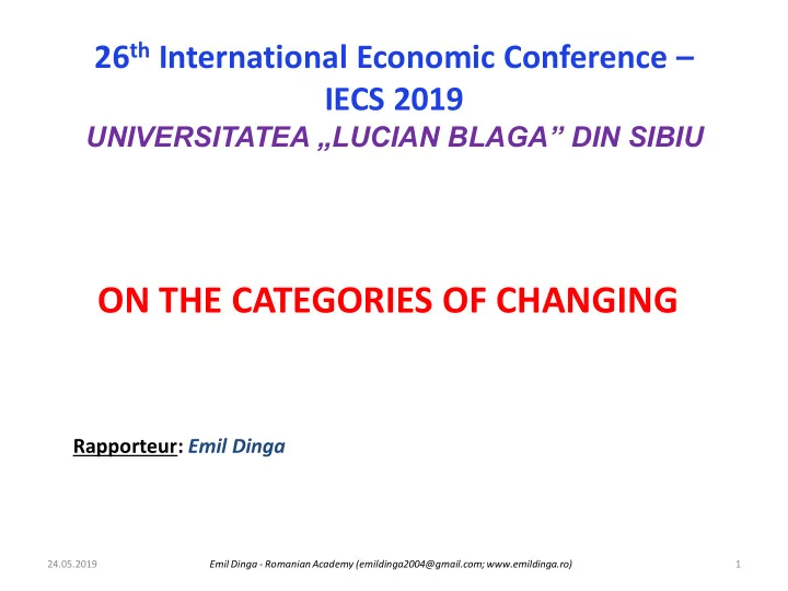 on the categories of changing