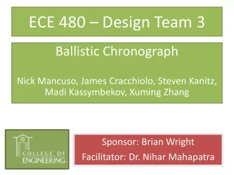 ECE 480  Design Team 3  Ballistic Chronograph  Nick Mancuso, James Cracchiolo, Steven Kanitz,