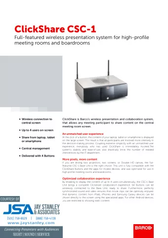 ClickShare CSC-1  Full-featured wireless presentation system for high-profile  meeting rooms and