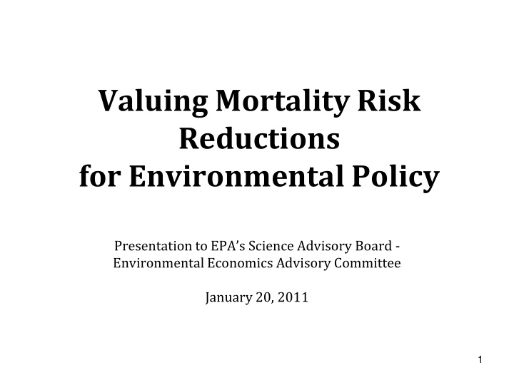 valuing mortality risk