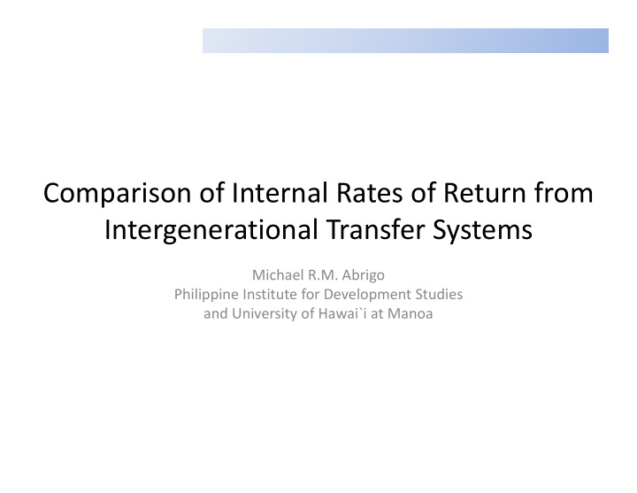 comparison of internal rates of return from