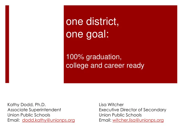 one district one goal