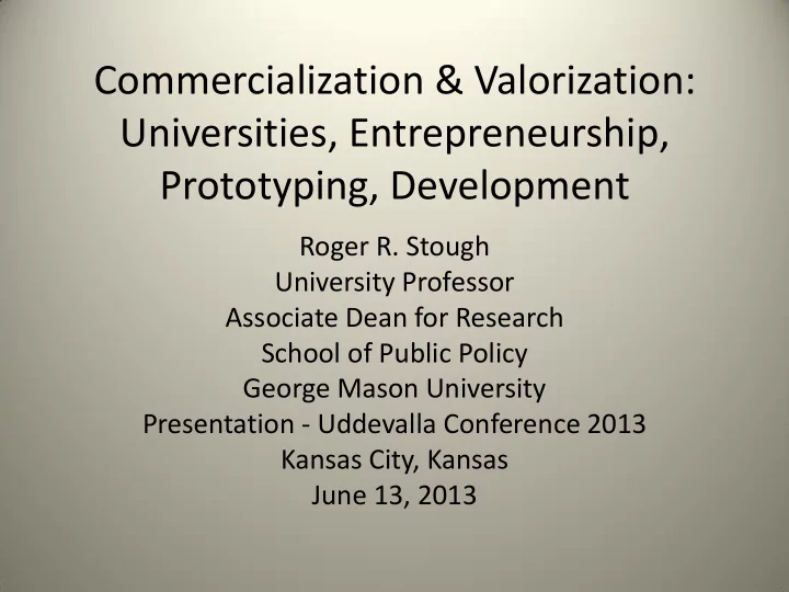 commercialization valorization