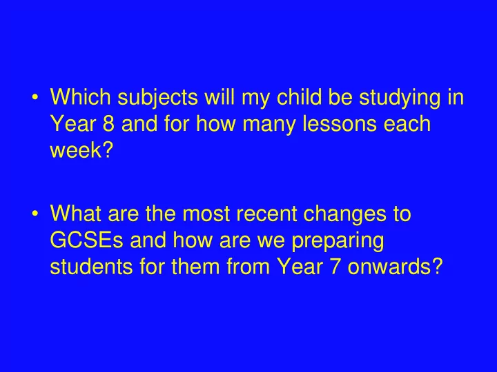 which subjects will my child be studying in