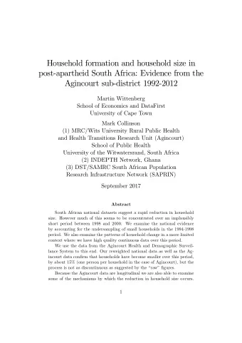 Household formation and household size in  post-apartheid South Africa: Evidence from the